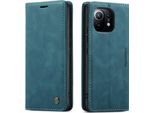 Xiaomi Mi 11 Lite Case, Retro Custodia In Finto Cuoio Con Funzione Stand Custodia Protettiva Per Xiaomi Mi 11 Lite Blu