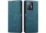 Xiaomi Mi 11T Case, Retro Custodia In Finto Cuoio Con Funzione Stand Custodia Protettiva Per Xiaomi Mi 11T / Mi 11T Pro Blu