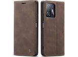 Xiaomi Mi 11T Case, Retro Custodia In Finto Cuoio Con Funzione Stand Cover Protettiva Per Xiaomi Mi 11T / Mi 11T Pro Coffee