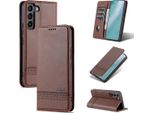 Custodia Galaxy S22 Plus 5G, Portafoglio Con Chiusura Magnetica E Supporto, Custodia Flip In Pelle Per Samsung Galaxy S22 Plus 5G Caffè