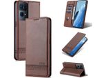Oppo Reno7 Pro 5G Custodia In Pelle, Flip Cover Wallet Case Chiusura Magnetica Stand Custodia Protettiva Per Oppo Reno7 Pro 5G Caffè