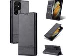 Custodia Galaxy S22 Ultra 5G, Portafoglio Con Chiusura Magnetica E Supporto, Custodia Flip In Pelle Per Samsung Galaxy S22 Ultra 5G Nero