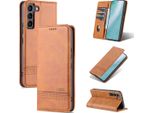 Custodia Galaxy S22 Plus 5G, Portafoglio Con Chiusura Magnetica E Supporto, Custodia Flip In Pelle Per Samsung Galaxy S22 Plus 5G Marrone
