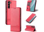 Custodia Galaxy S22 5G, Portafoglio Con Chiusura Magnetica E Supporto, Custodia Flip In Pelle Per Samsung Galaxy S22 5G Rosa