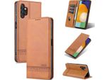 Galaxy A13 4G Custodia In Pelle, Flip Cover Wallet Case Chiusura Magnetica Stand Custodia Protettiva Per Samsung Galaxy A13 4G Marrone