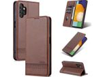 Galaxy A13 4G Custodia In Pelle, Flip Cover Wallet Case Chiusura Magnetica Stand Cover Protettiva Per Samsung Galaxy A13 4G Caffè