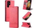 Galaxy S22 Ultra 5G Custodia In Pelle, Flip Cover Wallet Case Chiusura Magnetica Stand Custodia Protettiva Per Samsung Galaxy S22 Ultra 5G Rosa