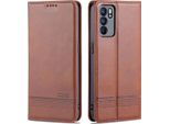 Oppo Reno6 Pro 5G Custodia, Portafoglio Con Chiusura Magnetica E Stand, Custodia In Pelle Flip Per Oppo Reno6 Pro 5G Caffè
