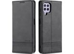 Galaxy A22 4G Custodia In Pelle, Flip Cover Wallet Case Chiusura Magnetica Stand Custodia Protettiva Per Samsung Galaxy A22 4G Nero
