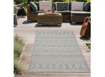 Tappeto Per Interni Ed Esterni In Sisal Con Motivo A Rombi A Righe Grigio Dimensioni - 80 X 150 Cm