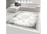 Tappeto Astratto In Lana Grigio Decorato Con Frange Dimensioni - 200 X 290 Cm