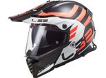 LS2 MX436 Casco Da Motocross Pioneer Evo Adventurer, Nero/Bianco/Arancio, Xs (53/54)