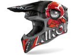 Casco Motocross Airoh Wraap Alien, Nero Opaco/Rosso, Xl (61/62)