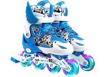 Pattini In Linea Per Bambini, Pattini A Rotelle, Pattini In Linea Regolabili Con Ruote Luminose Per Bambini, Taglia M (33-37), Blu Chiaro