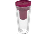 Tazza Isolata Mocha Con Colino Per Tè 350Ml - Tazza Termica Con Infusore - Tazza Da Tè A Doppia Parete Togo - Tazza Aromatizzata Per Tè Caldo E Freddo - Trasparente/Berry