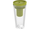 Tazza Sottovuoto Mocha Con Filtro Per Tè 350Ml - Tazza Termica Con Infusore - Tazza Da Tè A Doppia Parete Togo - Tazza Aromatizzata Per Tè Caldo E Freddo - Trasparente/Limone