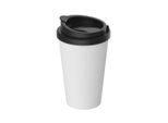 Premiumplus Coffee Mug 350 Ml - Tazza Da Caffè In Plastica A Doppia Parete Con Coperchio, Germany, Da Viaggio - Bianco/Nero