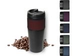 Thermo Mug 'Temptation' Grande - Tazza Da Caffè A Doppia Parete - Tazza Sottovuoto In Acciaio Inox Con Manicotto - Tazza Da 500 Ml - Nero/Rosso