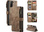 Custodia Galaxy S22 5G, Custodia In Finto Cuoio Con Cerniera, Chiusura Magnetica, Tasca Per Carte, Supporto, Portafoglio, Custodia Protettiva Per Samsung Galaxy S22 5G Marrone