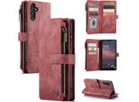 Galaxy A13 5G Custodia Del Telefono Cellulare, Chiusura A Zip Custodia In Finto Cuoio Flip Cover Chiusura Magnetica Porta Carte Funzione Stand Portafoglio Custodia Protettiva Per Samsung Galaxy A13 5G Rosso
