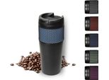 Thermo Mug 'Temptation' Grande - Tazza Da Caffè A Doppia Parete - Tazza Sottovuoto In Acciaio Inox Con Manicotto - Tazza Da 500 Ml - Nero/Azzurro