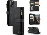 Custodia Galaxy S22 Ultra 5G, Custodia In Finto Cuoio Con Cerniera, Chiusura Magnetica, Tasca Per Carte, Supporto, Portafoglio, Custodia Protettiva Per Samsung Galaxy S22 Ultra 5G Nero
