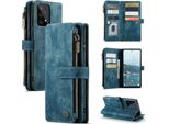 Galaxy A53 5G Custodia Del Telefono Cellulare, Chiusura A Zip Custodia In Finto Cuoio Flip Cover Chiusura Magnetica Porta Carte Funzione Stand Portafoglio Custodia Protettiva Per Samsung Galaxy A53 5G Blu