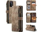 Galaxy A33 5G Custodia Del Telefono Cellulare, Chiusura A Zip Custodia In Finto Cuoio Flip Cover Chiusura Magnetica Porta Carte Funzione Stand Portafoglio Custodia Protettiva Per Samsung Galaxy A33 5G Marrone