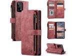 Galaxy A53 5G Custodia Del Telefono Cellulare, Chiusura A Zip Custodia In Finto Cuoio Flip Cover Chiusura Magnetica Porta Carte Funzione Stand Portafoglio Custodia Protettiva Per Samsung Galaxy A53 5G Rosso