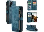 Custodia Galaxy S22 Ultra 5G, Custodia In Finto Cuoio Con Cerniera, Chiusura Magnetica, Tasca Per Carte, Supporto, Portafoglio, Custodia Protettiva Per Samsung Galaxy S22 Ultra 5G Blu