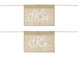 Segno Mr E Mrs 30X21Cm In Iuta Per Decorazione Sedia Pendente Set Di 2 Naturale
