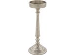 Portacandele In Alluminio Argento - 28 Cm - Portacandele Decorativo In Metallo A Colonna