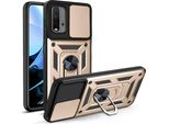 Xiaomi Poco M3 Custodia Con Anello Magnetico Girevole A 360° Supporto Per Fotocamera Slide Protection Tpu Bumper Silicone Protective Case Per Xiaomi Poco M3 Gold