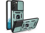 Galaxy S22 5G Custodia Con Anello Magnetico Girevole A 360° Supporto Per Fotocamera Slide Protezione Tpu Bumper Silicone Custodia Protettiva Per Samsung Galaxy S22 5G Verde