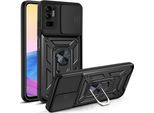 Xiaomi Poco M3 Pro 5G Custodia Con Anello Magnetico Girevole A 360° Supporto Per Fotocamera Slide Protection Custodia Protettiva In Silicone Tpu Bumper Per Xiaomi Poco M3 Pro 5G Nero