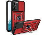 Galaxy S22 5G Custodia Con Anello Magnetico Girevole A 360° Supporto Per Fotocamera Scivolare Protezione Tpu Bumper Silicone Custodia Protettiva Per Samsung Galaxy S22 5G Rosso