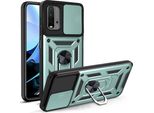 Xiaomi Poco M3 Custodia Con Anello Magnetico Girevole A 360° Supporto Per Fotocamera Slide Protezione Tpu Bumper Silicone Custodia Protettiva Per Xiaomi Poco M3 Verde
