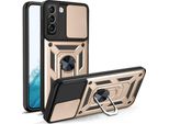 Galaxy S22 5G Custodia Con Anello, Supporto, Protezione Fotocamera, Paraurti In Tpu, Custodia In Silicone Per Samsung Galaxy S22 5G Oro