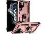 Custodia Per Samsung Galaxy S22 Ultra 5G A Doppio Strato Robusta, Protezione Militare Con Supporto Ad Anello E Supporto Oro