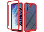 Galaxy S21 Fe 5G Case, Hybrid Transparent Back Cover, Rugged Tpu Bumper, Custodia Antiurto Per Samsung Galaxy S21 Fe 5G Red