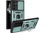Galaxy S22 Ultra 5G Custodia Con Anello, Supporto, Protezione Fotocamera, Paraurti In Tpu, Custodia In Silicone Per Samsung Galaxy S22 Ultra 5G Verde