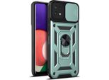 Galaxy A22 5G Custodia Con Anello, Supporto, Protezione Fotocamera, Paraurti In Tpu, Custodia In Silicone Per Samsung Galaxy A22 5G Verde