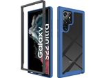 Galaxy S22 Ultra 5G Case, Hybrid Transparent Back Cover, Rugged Tpu Bumper, Custodia Antiurto Per Samsung Galaxy S22 Ultra 5G Blu Scuro