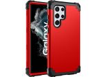 Custodia Per Samsung Galaxy S23 Ultra Hybrid 3In1 Pc E Tpu Antiurto, Custodia Resistente Rossa