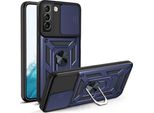Galaxy S22 5G Custodia Con Anello Magnetico Girevole A 360° Supporto Per Fotocamera Scivolare Protezione Tpu Bumper Silicone Custodia Protettiva Per Samsung Galaxy S22 5G Blu