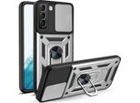 Galaxy S22 5G Custodia Con Anello, Supporto, Protezione Fotocamera, Paraurti In Tpu, Custodia In Silicone Per Samsung Galaxy S22 5G Argento