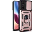 Xiaomi Poco F3 Custodia Con Anello Magnetico Girevole A 360° Supporto Per Fotocamera Slide Protection Custodia Protettiva In Silicone Tpu Bumper Per Xiaomi Poco F3 Rosa