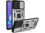 Oppo A52 / A72 / A92 4G Custodia Con Anello, Supporto, Protezione Fotocamera, Paraurti In Tpu, Custodia In Silicone Per Oppo A52 / A72 / A92 4G Argento