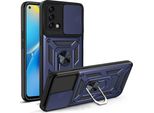 Oppo A74 4G Custodia Con Anello Magnetico Girevole A 360° Supporto Per Fotocamera Slide Protection Tpu Bumper Silicone Custodia Protettiva Per Oppo A74 4G Blu