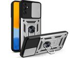 Galaxy M52 5G Custodia Con Anello Magnetico Girevole A 360° Supporto Per Fotocamera Slide Protezione Tpu Bumper Silicone Custodia Protettiva Per Samsung Galaxy M52 5G Argento